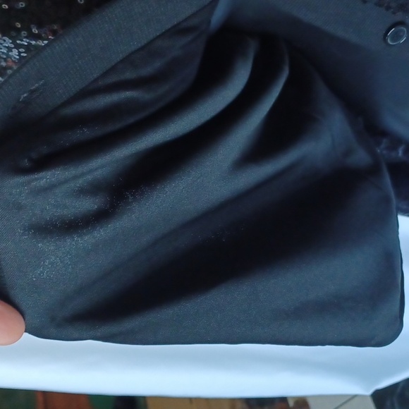 KANCY KOLE Women's Sequin Jacket Long Sleeve Button Down Shiny black - Picture 6 of 9